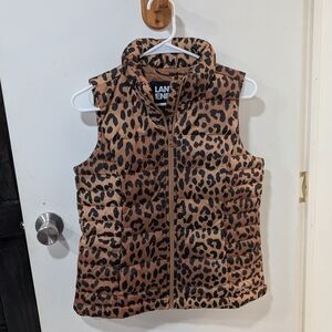 Lands' End Women's Leopard Print Puffer Vest